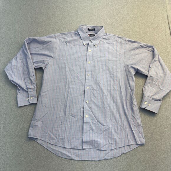 Chaps Shirt Men's 17 Blue Red Plaid Classic Fit Long Sleeve Button Front - Picture 1 of 7